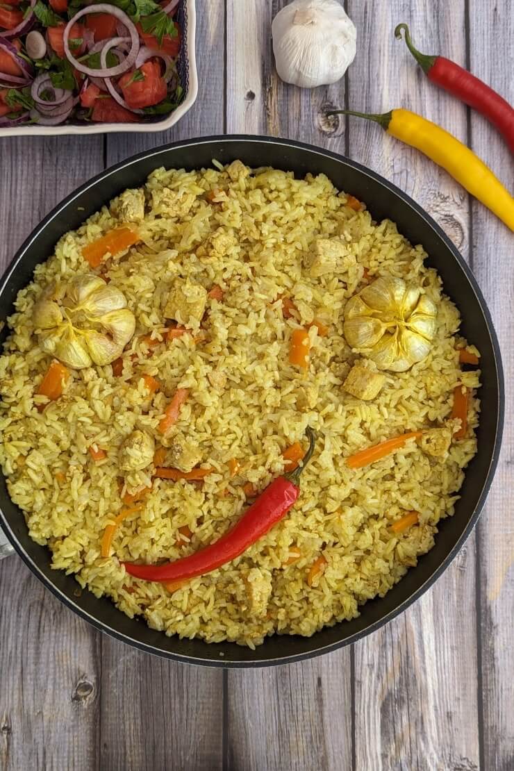 Pilaf vegan with tofu