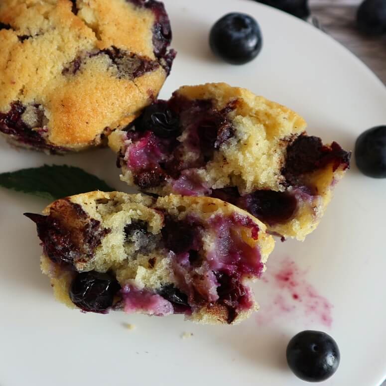 Moist blueberry muffins