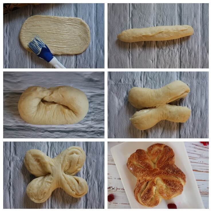 Butterfly shaped yeast buns