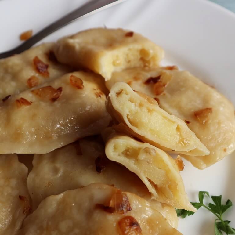 Hearty stuffed cooked dumplings