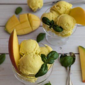 Mango-Sorbet mit Basilikum Rezept