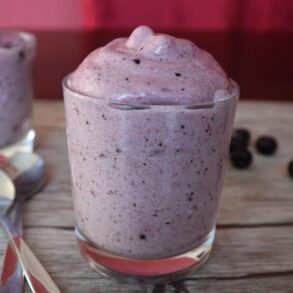 Banana ice cream with berries or cherries