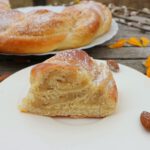 Easter bread wreath filled with marzipan and almonds