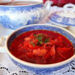 Vegetarian borscht with beans
