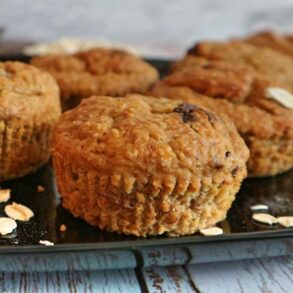 Vegan banana muffins with chocolate chips (healthy)