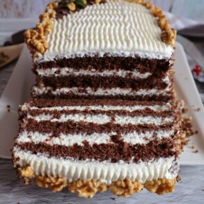 Lightning chocolate sponge layer cake with sour cream