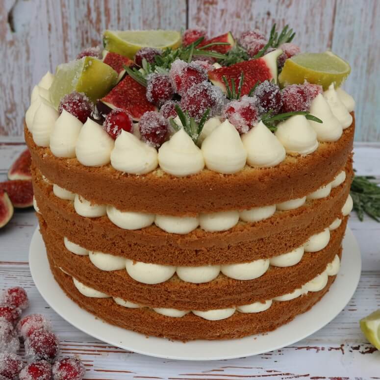 Naked Cake mit Chiffon-Biskuit und Zitronencreme – Winter-Edition