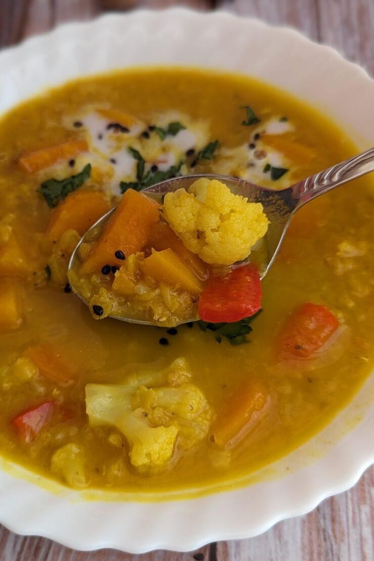 Red lentil and pumpkin soup