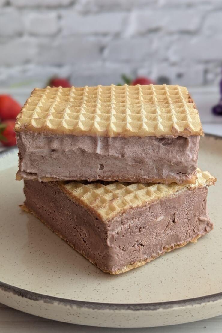 Homemade wafer chocolate ice cream sandwiches